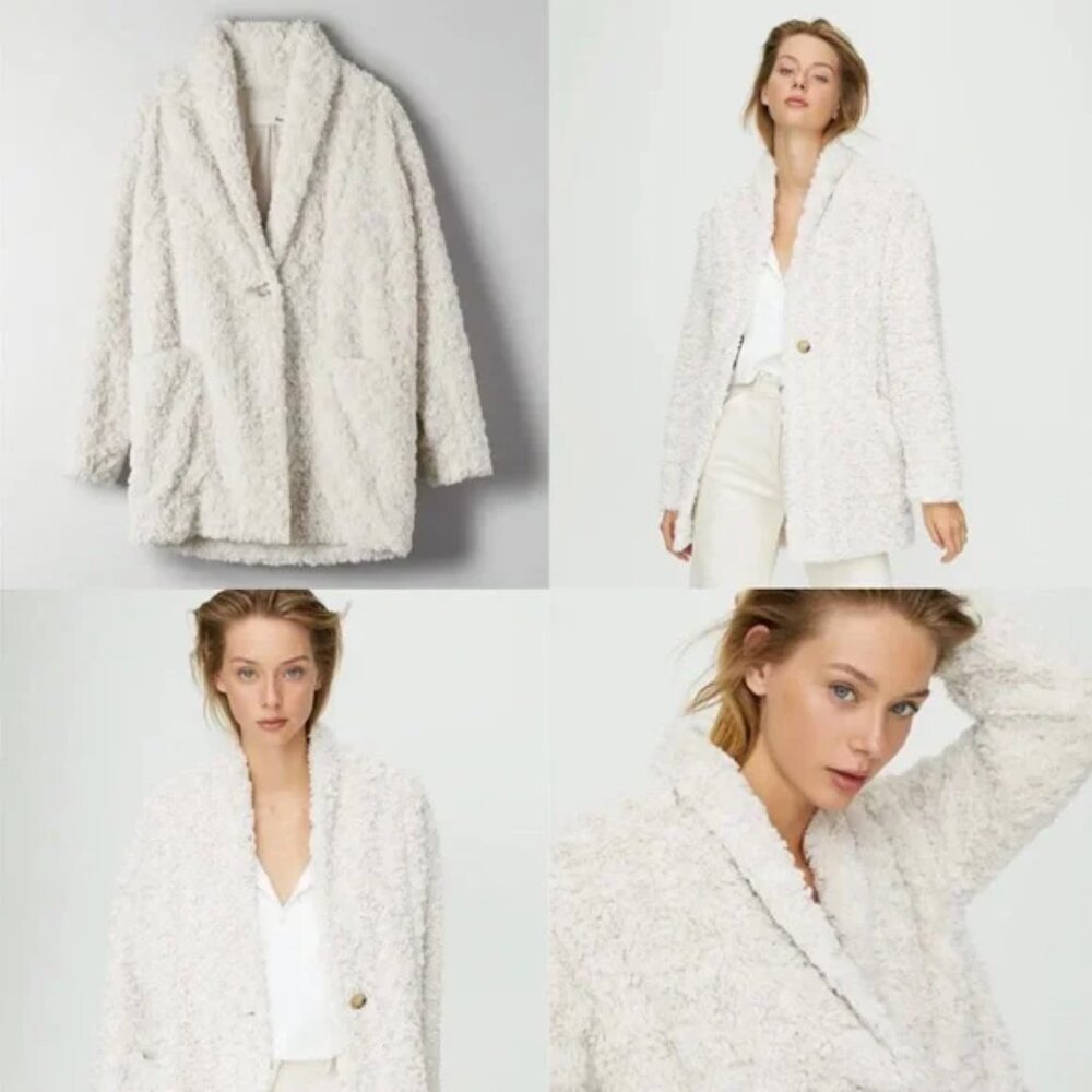 Aritzia Wilfred Free Grete Teddy Jacket Cream XS